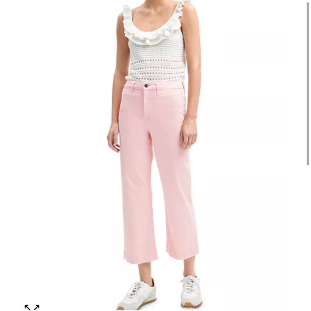 Jen7 7 4 All Mankind Pink Wide Leg Crop Pant Jeans - Picture 11 of 11
